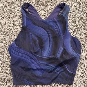 Blue and Black Swirl Patterned Tank Top